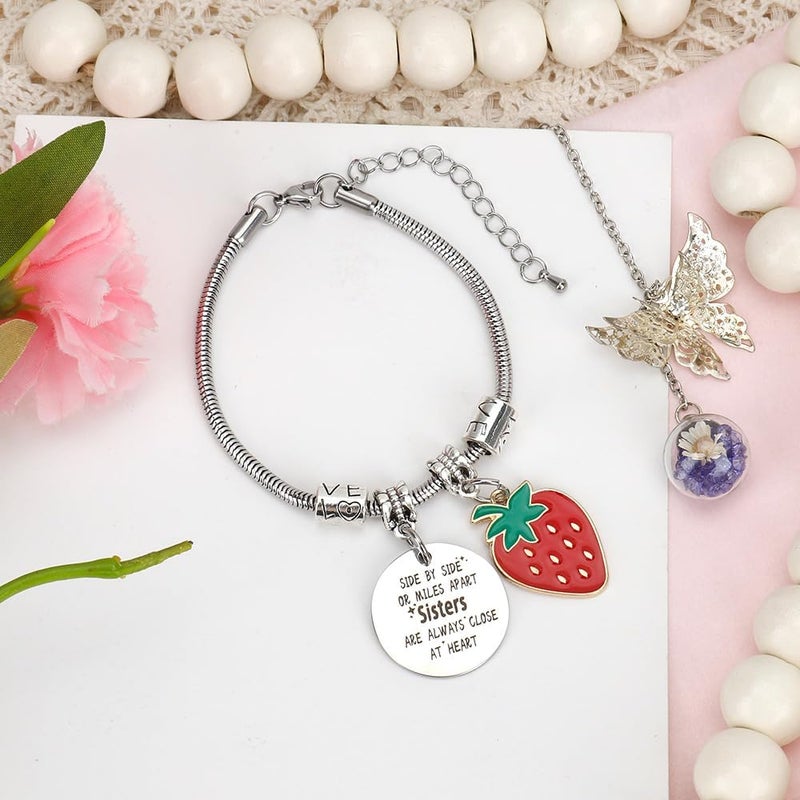 EGHTvmok Sister Birthday Gifts Christmas Mothers Day Sisters Graduation Valentines Bracelet Sunflower,Butterfly,Elephant - Image 4